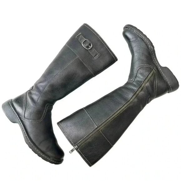 BORN Leather Riding Boots Tall Knee High Equestrian Buckle Black Size 6.5 EU37 - Picture 14 of 16